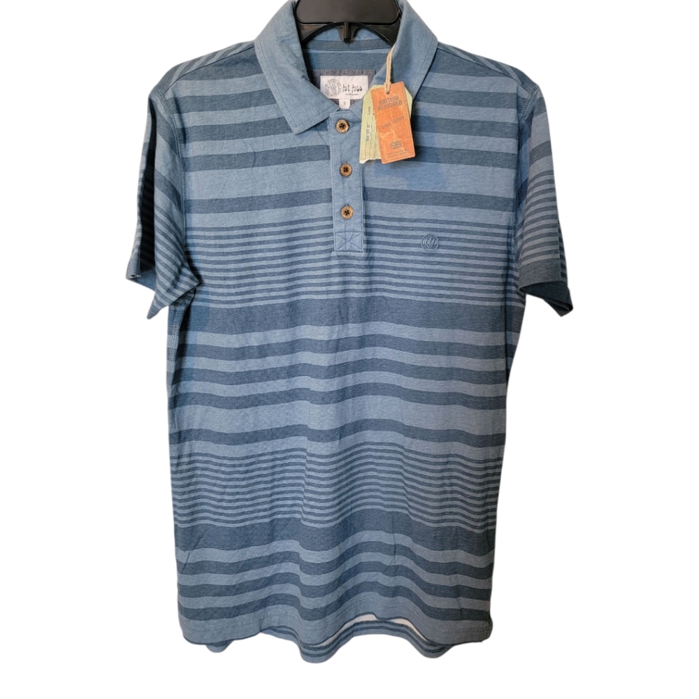 NWT Fat‎ Face Mens Blue Stripe Short Sleeve Polo Shirt Size S